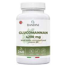 Bandini Glucomannan from The konjac Root – 4200 mg per Daily dose – 240 Capsules – Optimized with Bacterial Cultures, Chromium, V