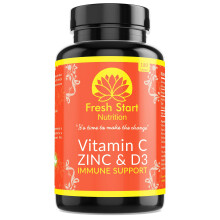 Vitamin C Zinc and Vitamin D Tablets - 180 Vegetarian Tablets for Men and Women - for Maintenance of Normal Immune System - 6 Mont