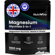 High-Strength Magnesium Glycinate 1900mg | | Magnesium Glycinate 3-in-1 | Vegan Supplements with Bisglycinate, Citrate & Malate |