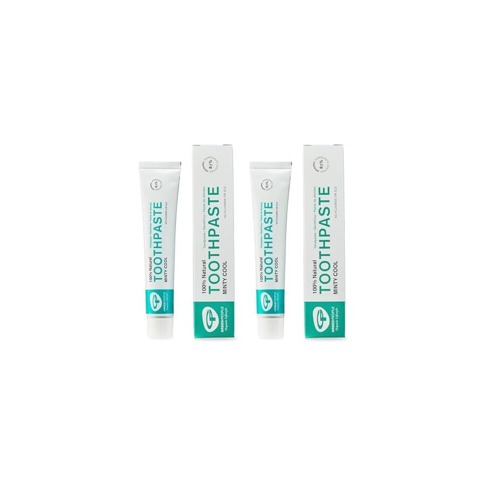 Green People Minty Cool Toothpaste 50Ml | 100% Natural Mint Toothpaste For Adults | Fluoride & Sls Free | Organic & Natural | Soot