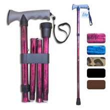 Life Healthcare Walking Stick Comfort Gel Handle For Arthritis, For Elderly Disabled, Folding Adjustable Height, Plain Black, Right Or Left Handed, W