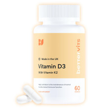 Bettervits Vitamin D3 K2 4000IU High Strength | Premium K2 Vitamin Supplements | Supports Immune System - Bone & Heart Health | Essential VIT D for E