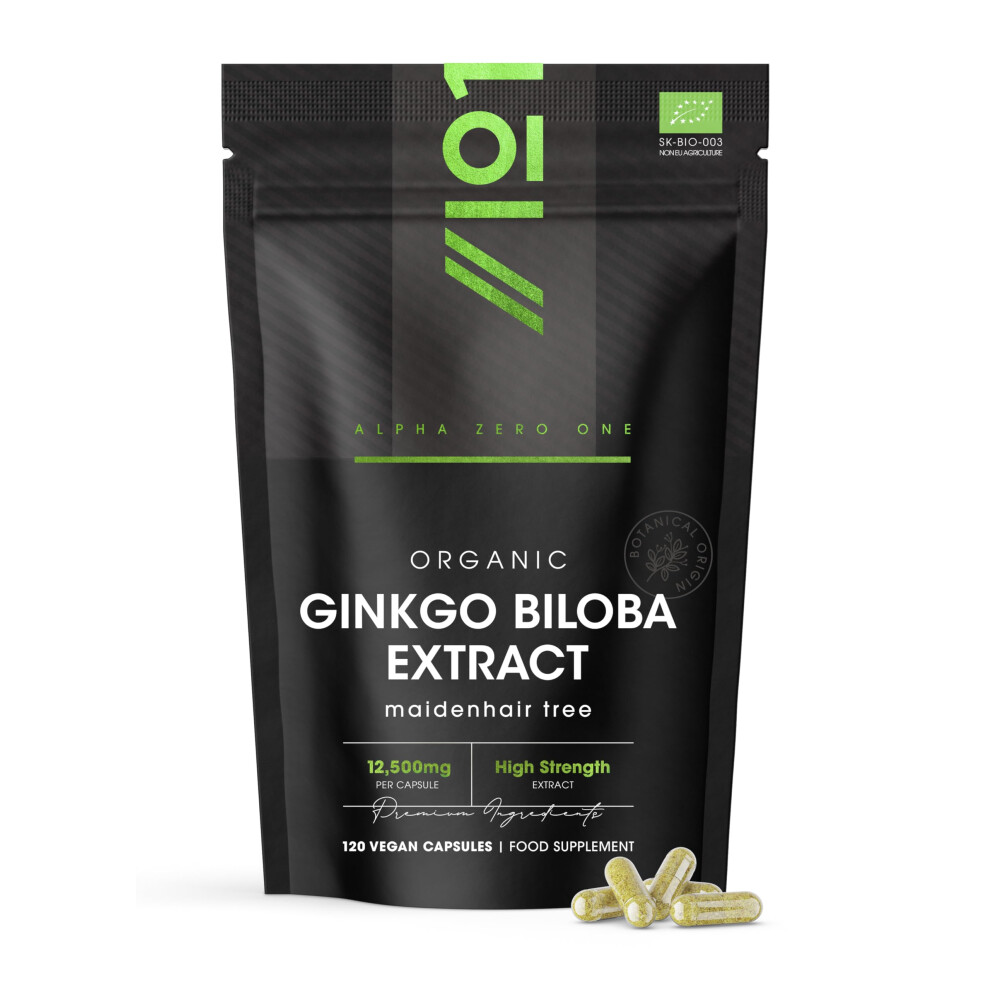 Alpha01 Organic Ginkgo Biloba Extract 12,500Mg Â High Strength Formula Â 120 Vegan Capsules Â Resealable And Recyclable Pouch By