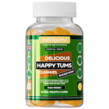 Happy Tums Probiotic Complex Gummy | 1.125 Billion CFU Triple Strain Probiotics, Vitamin C, B3, B5, B6 & Chamomile 1000mg | Pineap
