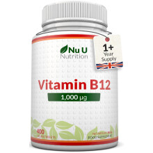 Vitamin B12 1000mcg - 400 High Strength Vegan Tablets - VIT B12 Methylcobalamin - 13 Month Supply - Made in The UK - Nu U Nutrition