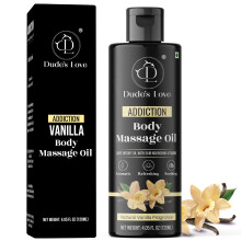 Organic - Vanilla Edible Full Body Massage Oil - No Stain & Non-Sticky | with Fractionated Coconut Oil, Vanilla & Jasmin Oil | for