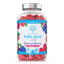 Folic Acid Gummies - 400μg, 120 Natural Berry Flavoured & Vegan Gummies - High Strength Vitamin B9 Folic Acid Pregnancy Support Pr