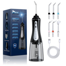 MOCEL Cordless Water Flosser Oral Irrigator 5 Modes, IPX7 Waterproof,350ML 6 Jet Tips USB Rechargeable Teeth Water Jet Cleaner,Wat