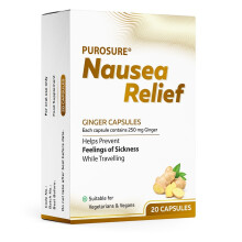 Purosure Nausea Relief Ginger Capsules for Travel Sickness Relief, 250 mg (20)