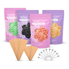 AZAM Hard Wax Beads for Hair Removal - Full Body 4X100G Painless Beans With 20 Applicators and 10 Nose Sticks - Professional for E