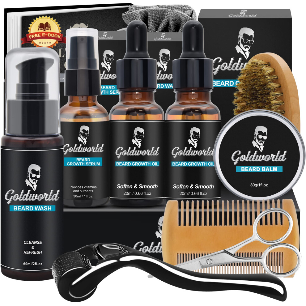 Photos - Hair Product Beard Growth Grooming Care Kit for Men w/Derma Roller Hair Growth,Fathers Gifts Day Set for Dad Him Stocking Fillers Mens Bo