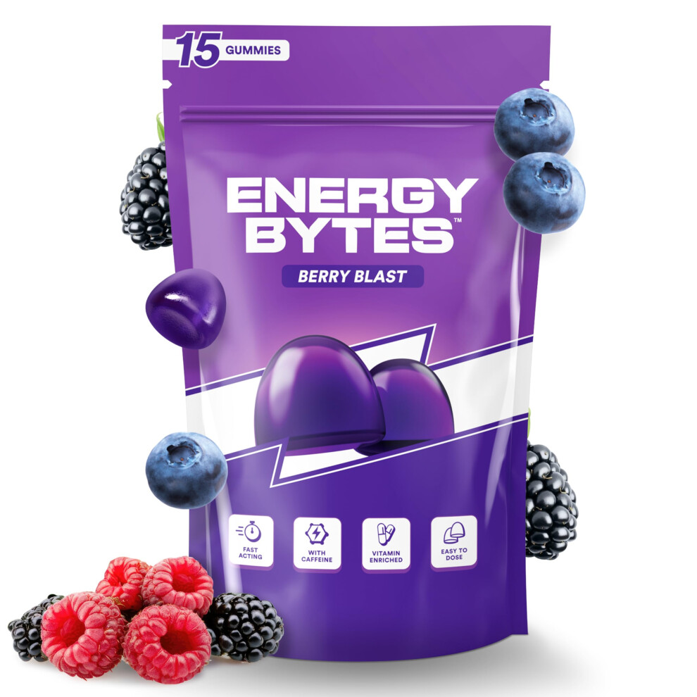 Energy Bytes Caffeine Energy Gummies - Fast, Delicious Boost For Focus & Productivity - Superior To Energy Drinks, Gels, Chews - V