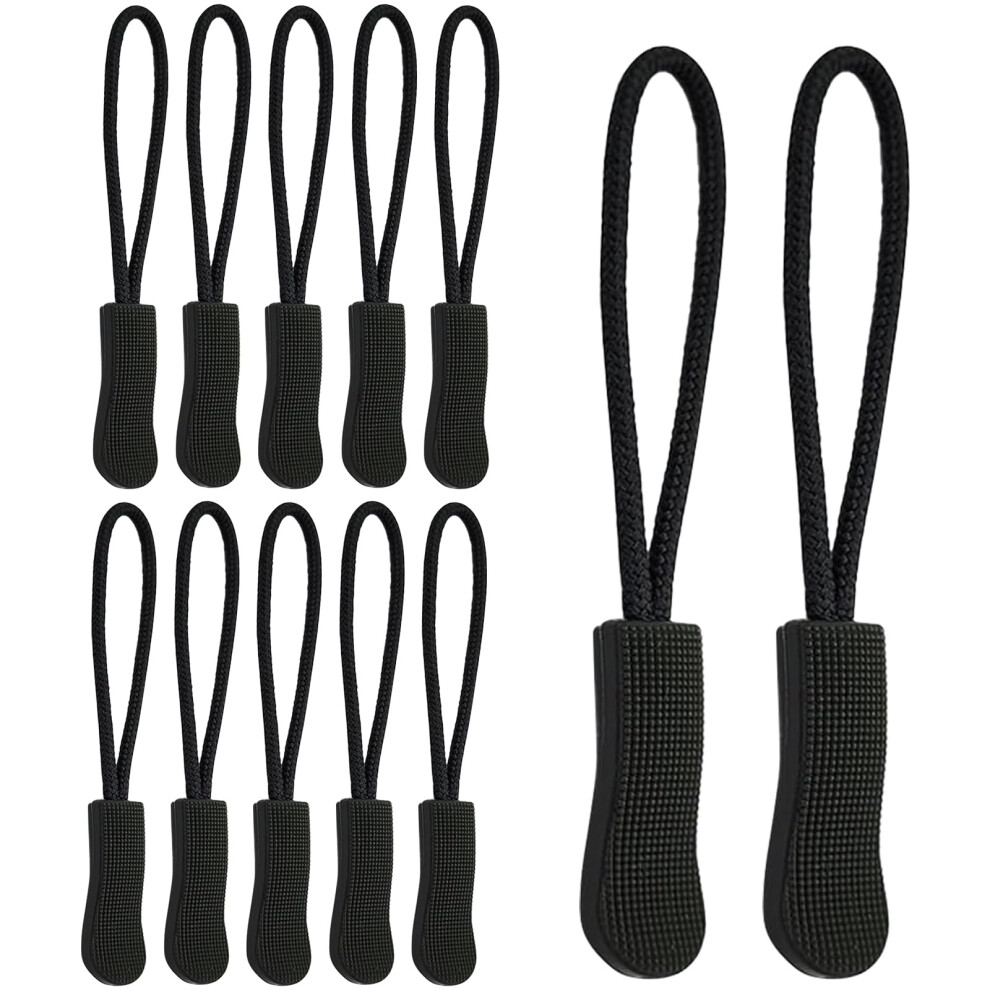 Wolmik Zipper Pulls - 12 Pcs Zip Tags Cord Pulls, Zipper Pull Replacement, Zipper Extension, Zipper Tags, Non-Slip Zipper Tags For