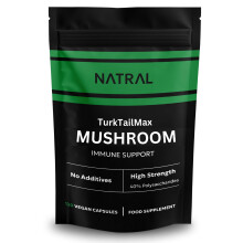 Pure TurkTailMax Mushroom Extract - 120 Capsules High Strength 40% polysaccharides from 100% Fruiting Bodies - Immune Support and Vitality - No Fille