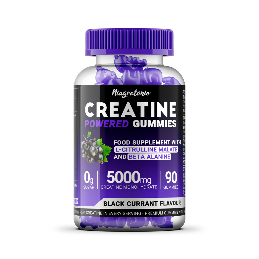 Photos - Vitamins & Minerals Creatine Gummies 5000mg | Full Month Supply | Pre Workout Supplements | with L-Citrulline Malate and Beta-Alanine | Blackcur