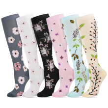 Zuimei 6 Pairs Compression Socks for Women&Men Circulation 20-30 mmhg Flight Socks Non-Slip Long Tube Compression Stockings for At