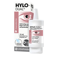 HYLO Dual - Preservative Free Eyedrops - Contains 0.05% Sodium Hyaluronate and 2% Ectoin - Moisturises Dry Eyes and Reduces Allerg