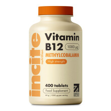 Incite Nutrition Vitamin B12 Tablets 1000 mcg. +1 Year Supply of High Strength Methylcobalamin. Boost Energy and Support Nervous S
