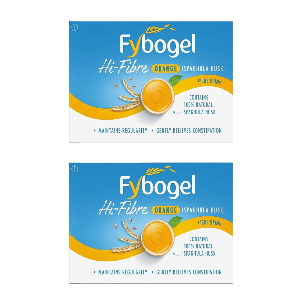 Fybogel Orange Fiber Supplement Sachets, 60 Count - Natural Digestive Support, Gentle Relief, Easy Mix Powder, Daily Use, Convenie