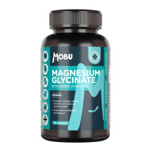 MOBU Magnesium Glycinate 1500mg with Vitamin B6 – 120 Vegan Capsules - High Strength - 315mg Elemental Magnesium - Pure with No Fi