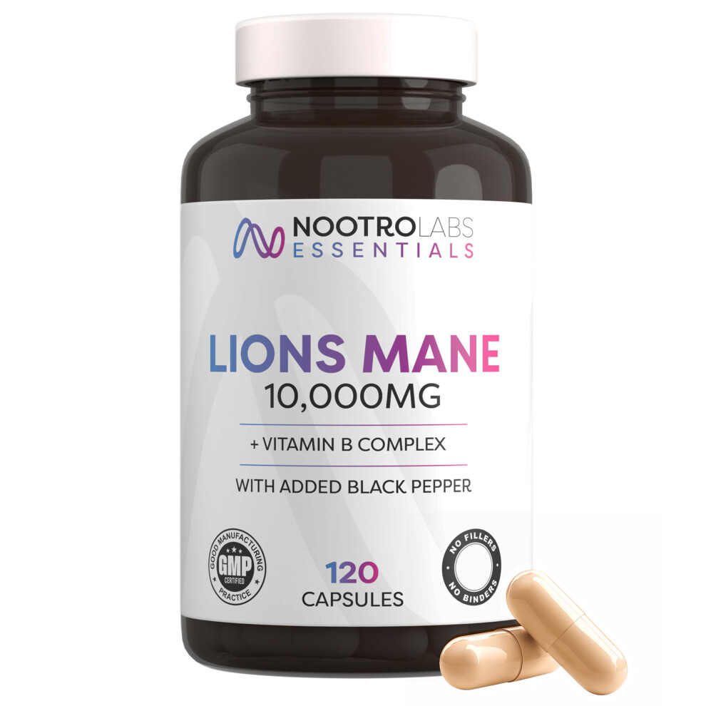 Photos - Vitamins & Minerals Nootro Essentials Lion's Mane Capsules , 10000mg Lions Mane Supplement with Vitamin B Complex to Support Focus(60 Servings)