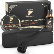 Red-Blooded Beard Growth Kit - Beard Roller + Beard Oil + Beard Balm - Stimulate Beard and Hair Growth with this Cologne Scented B