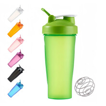 Protein Shaker Bottle 600ml, Secure Leakproof Protein Shake Mixer Bottle, Steel Mixing Ball For Lump Free Smooth Shake, Easy To Cl