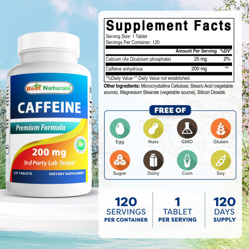 Best Naturals Caffeine Maximum Potency 200mg 120 Tablets 1