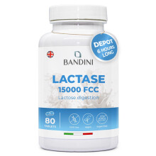 Bandini Lactase Extra-Strength Dose 15,000 FCC - Helps with Lactose Intolerance - 80 Tablets - Supports The Lactose Digestion - S