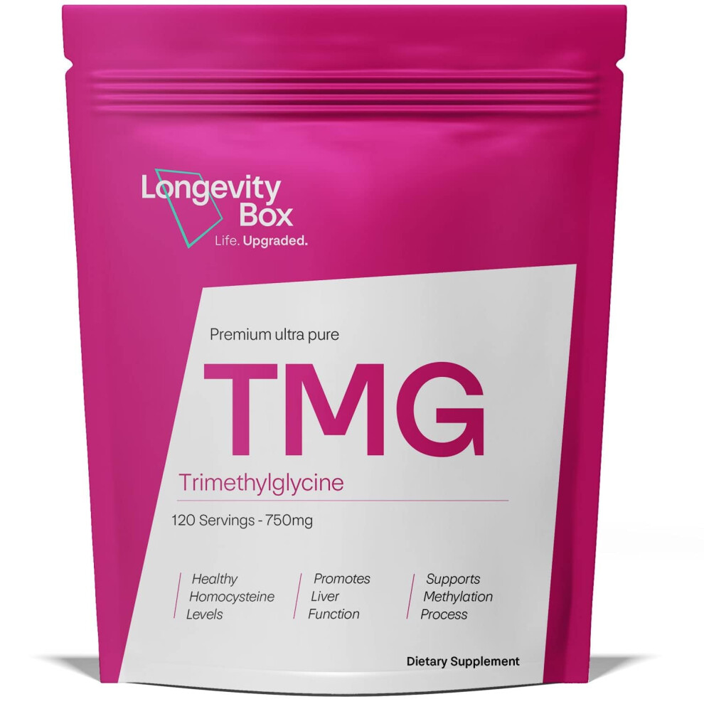 Longevity Box Tmg 750Mg Â 120 Capsules | 99% Pure Trimethylglycine (Betaine) | Supports Dna Methylation, Liver & Heart Health | Vegan, Non-Gmo