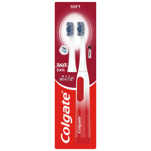 Colgate 360 Sonic Max White Battery Powered Toothbrush Cleans in 4 Ways and Polishes Teeth Surface for a Healthy, Whole Mouth Clea