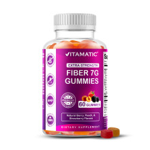 Vitamatic Prebiotic Fiber Gummies for Adults – 7g Fiber per Serving – 60 Pectin-Based Gummies Extra Strength, Zero Sugar Added – S
