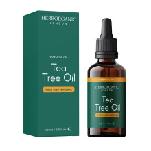 HerbOrganic Anti-Bacterial Tea Tree Oil – 100 ml – Organic – Antiseptic – for Acne and Redness of Skin – for Pimples and Nail Fung