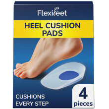 FLEXIFEET Gel Heel Pads, Heel Cups for Plantar Fasciitis 4Pcs Silicone Heel Insoles for Spur & Achilles Tendonitis Pain, Absorbing