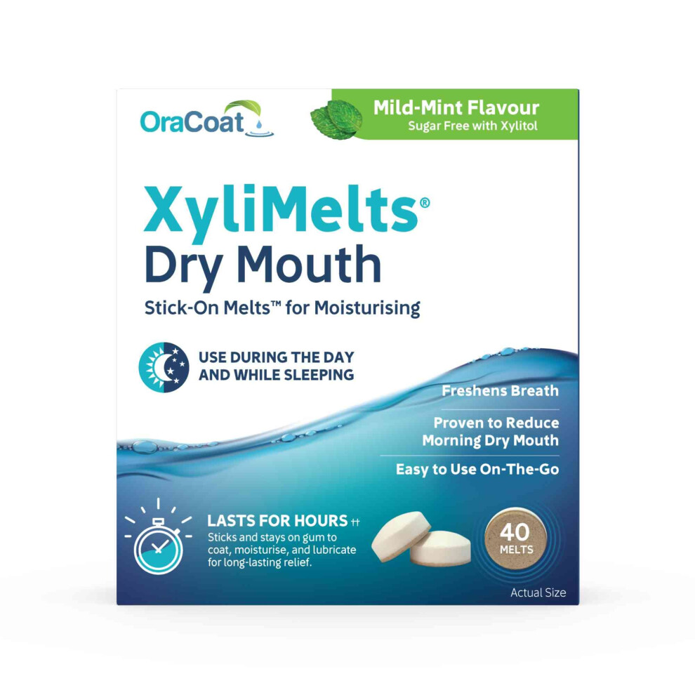 Oracoat Xylimelts 40-Count Mild Mint Â Fast-Acting Dry Mouth Relief & Saliva Stimulator For Day Or Night