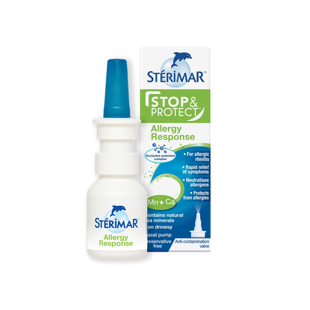 Sterimar Stã©Rimar Stop & Protect Allergy Response- 100% Natural Sea Water Based Nasal Spray With Added Manganese And Calcium- 20 Ml Can