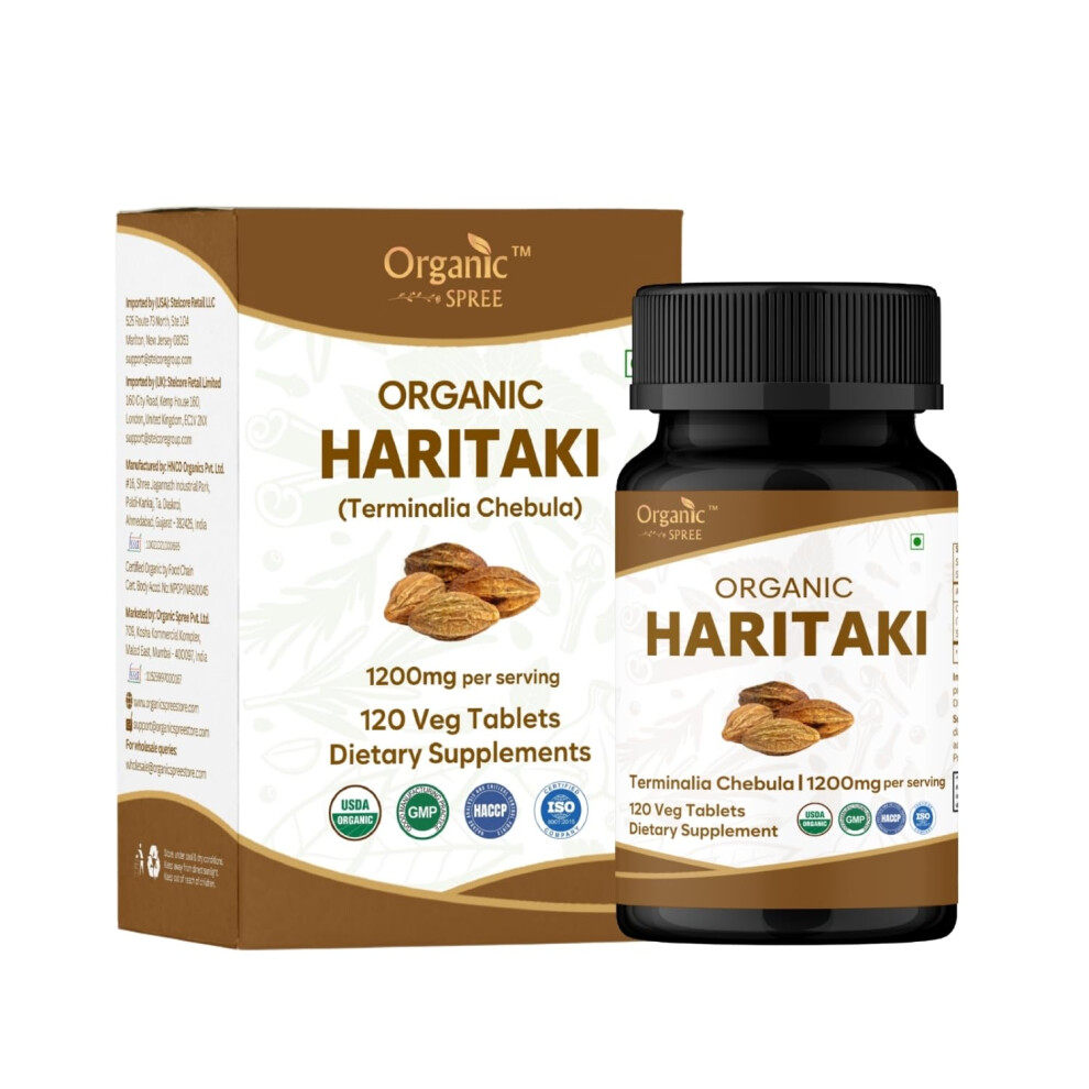 Organic Spree Haritaki 120 Tablets | Terminalia Chebula (Haritaki) | Usda Organic Certified | Organic And Natural 120Tab (1)