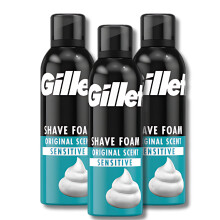 Classic Sensitive Skin Shaving Foam, 200ml – Pack of 3 for Gentle and Effective Shaving with Soothing Formula to Prevent Irritatio