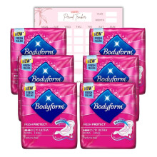Caliko Bodyform 10 Ultra Sanitary Towels with Wings Pack of 6, 60 (10 x6 Packs) Perfume Free Period Pads, Normal Flow Cour-V Ultra