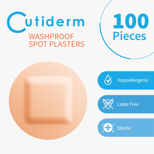 Cutiderm Small Round Spot Plasters 22 x 22mm 100 Plasters Per Box 1
