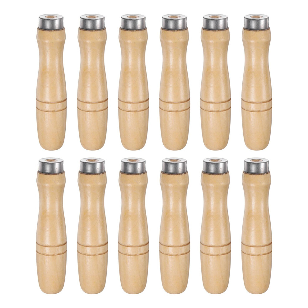 12Pcs Wooden File Handle With Metal Collar, Ergonomic Nonslip Grip, Fits 12' Metal Files 9199774702560