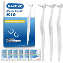 Dental Floss Picks, Clean Dental Flossers Kit (3 Handles & 360 Refills)