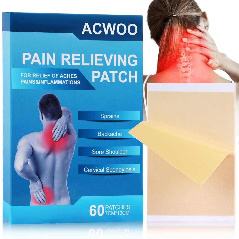 Acwoo Pain Relief Patches, 60Pcs Back & Shoulder Pain Relief Patch, Arthritis Herbal Pain Relief Patch For Back Knee Neck Shoulder
