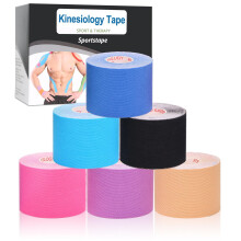 Gotaqery Kinesiology Tape (6 Rolls Pack), Waterproof Elastic Muscle Support Tape for Exercise, Sports & Injury Recovery, Breathabl