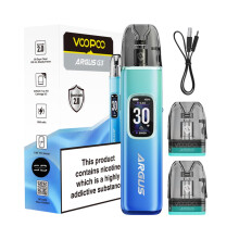 Voopoo Argus G3 Vape Kit (Aurora Blue) - 9 Colours to choose from - 45 Min Fast Charge 30W /1500mAH, Compatible will all Argus Pod