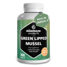 Green Lipped Mussel 1500mg- Omega 3 & Glycosaminoglycanes- 300 Capsules Pure New Zealand Green Lipped Mussel Powder - Supplement for Cartilage and Jo