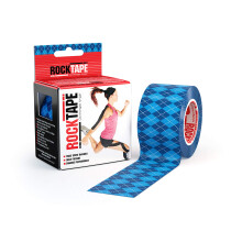 Rocktape Kinesiology Tape Athletes, Water Resistant, Reduce Pain & Injury Recovery, 5cm x 5m, Uncut, Argyle Blue