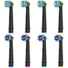 8pcs Toothbrush Heads Compatible with Oral B Electric Toothbrush, 4pcs Precision Clean and 4pcs Cross Clean Brush Heads, Black