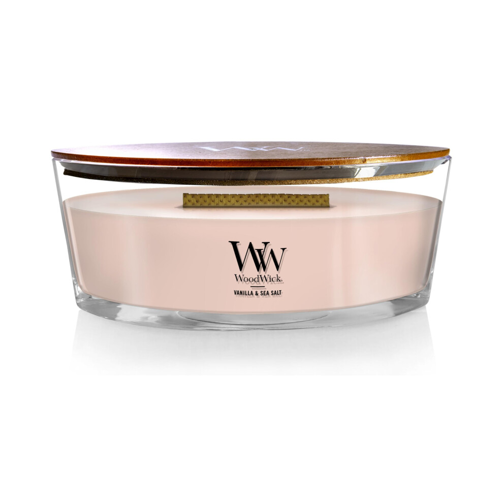 Woodwick Ellipse Scented Candle | Vanilla & Sea Salt | With Crackling Wick | Burn Time: Up To 50 Hours