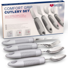 iMedic Easy Grip Cutlery for Arthritic Hands Grey(1 Pack) – Adaptive Utensils Designed to Support Disabled Adults – Weighted Table